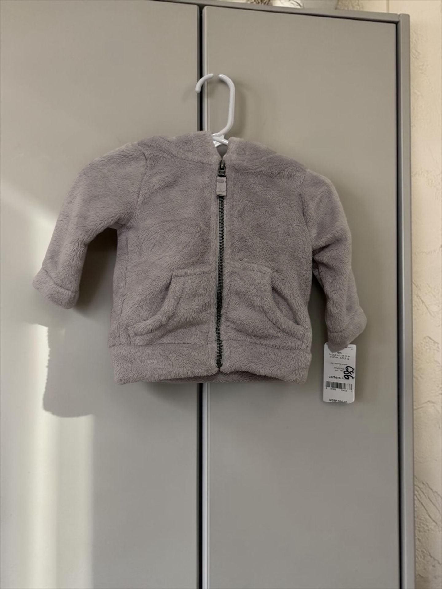 Carter's Zip Up Jacket Size 6m Grey Fleece Bear Ears 2
