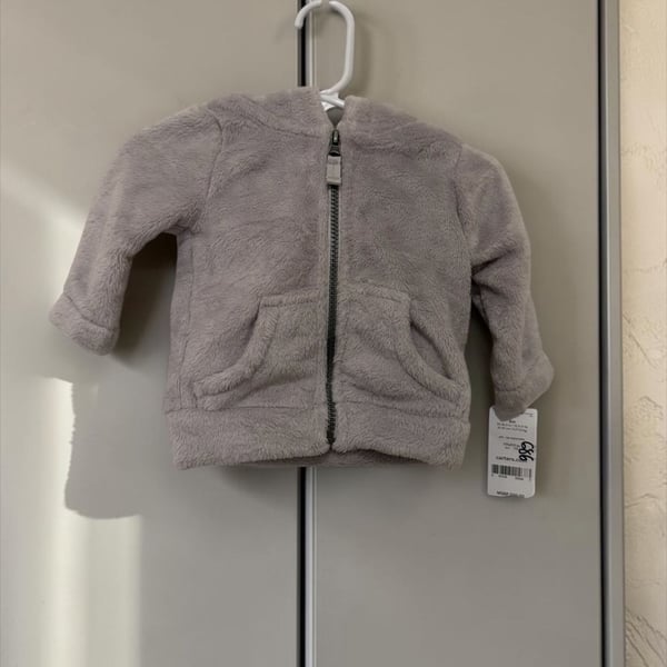 Carter's Zip Up Jacket Size 6m Grey Fleece Bear Ears
