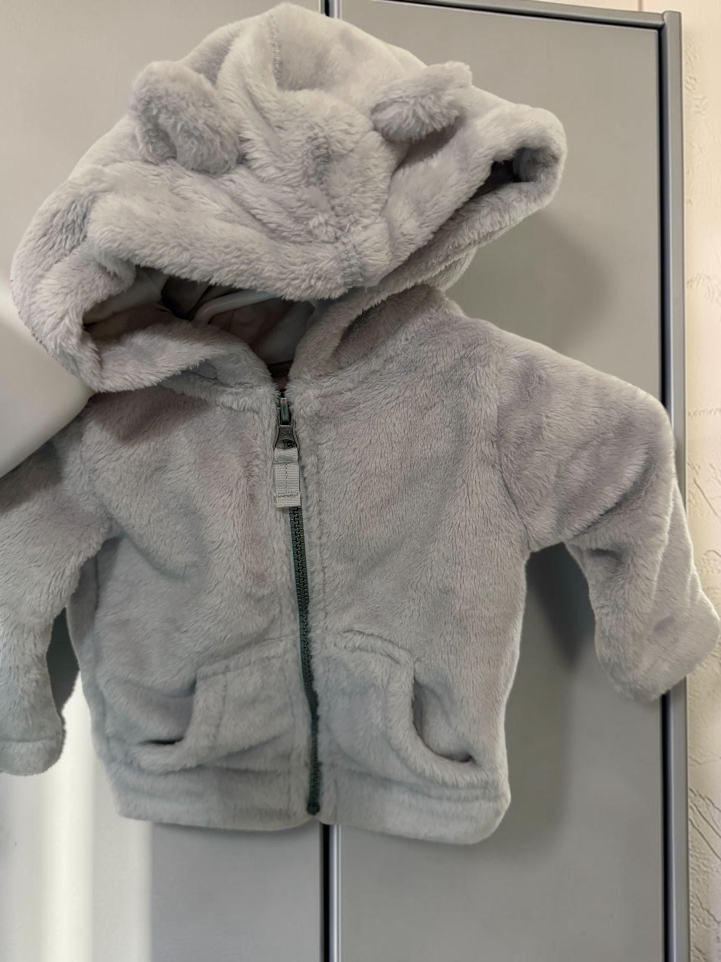 Carter's Zip Up Jacket Size 6m Grey Fleece Bear Ears 3