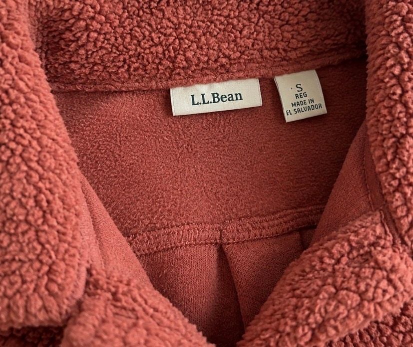L.L.Bean Women’s Sherpa Fleece Jacket Snap Front Dusty Rose Pink Size Small 4