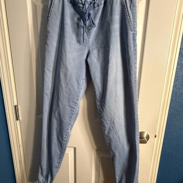 Skinnygirl Jeans Women’s S Long Light Wash Denim Jogger Pants Drawstring