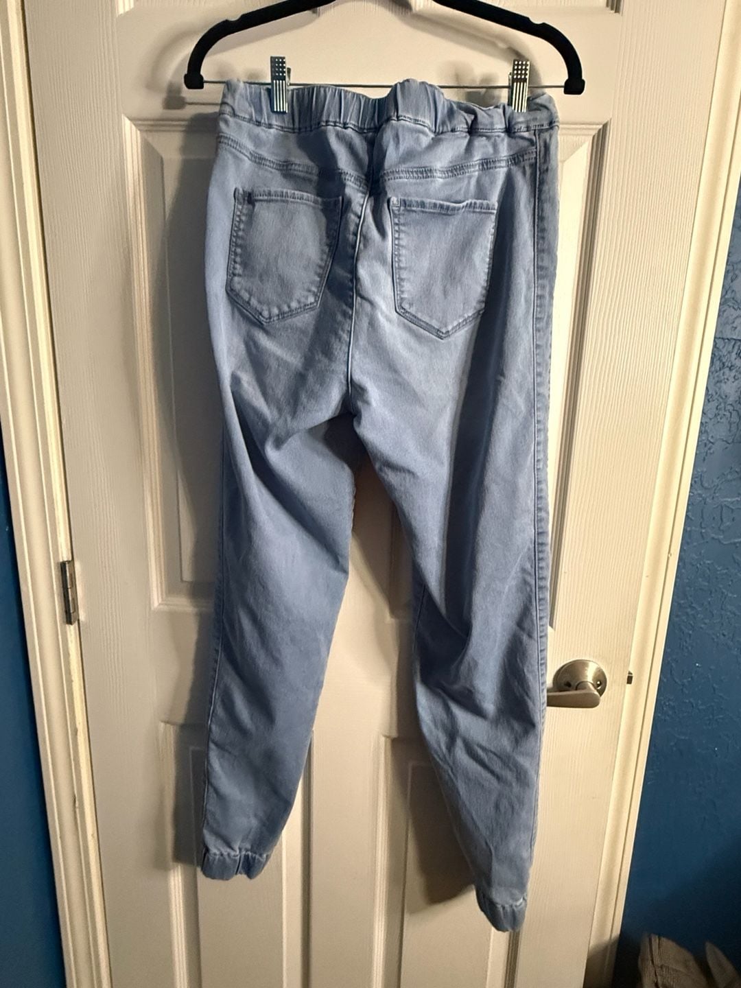 Skinnygirl Jeans Women’s S Long Light Wash Denim Jogger Pants Drawstring 4