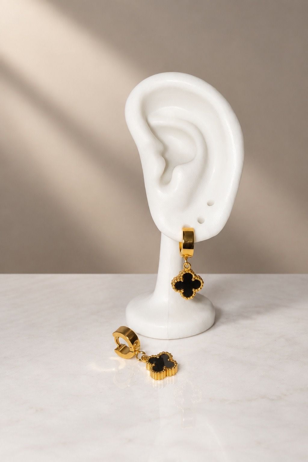 18K Gold Plated Clover Huggie Earrings 2