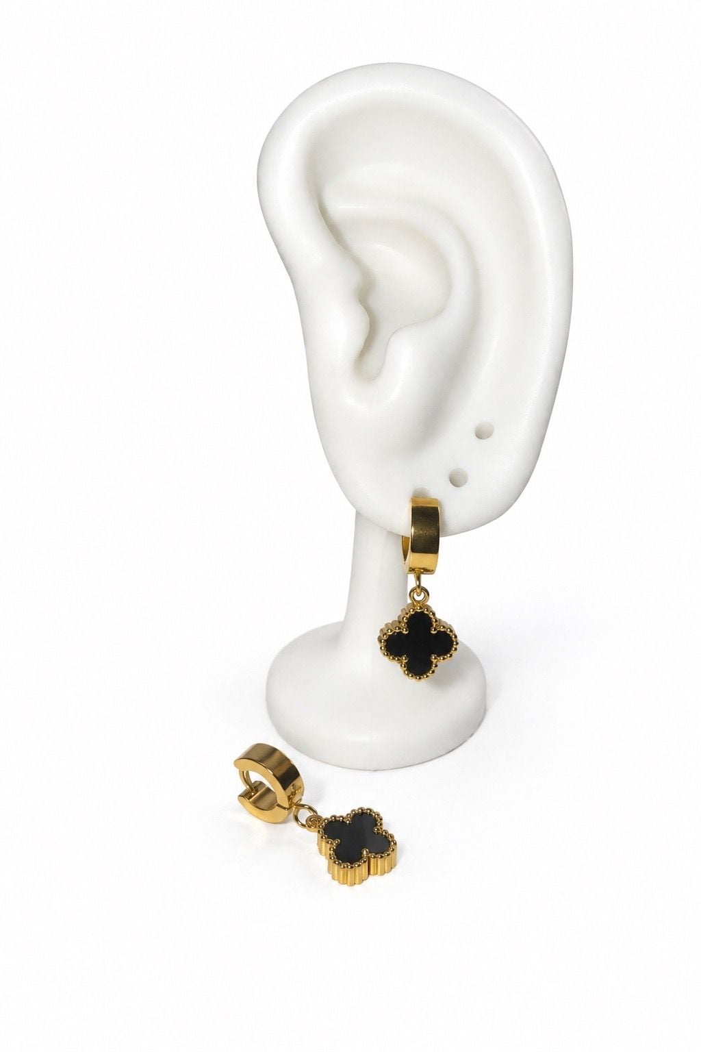 18K Gold Plated Clover Huggie Earrings 3