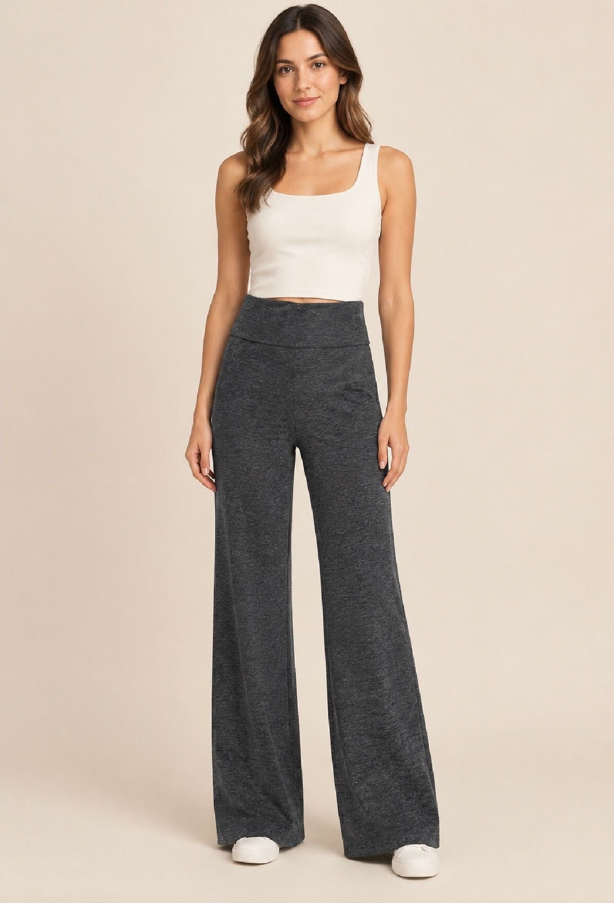 BCBGMaxAzria Camilla Gray Heathered Wide-Leg Pants Size XS 2