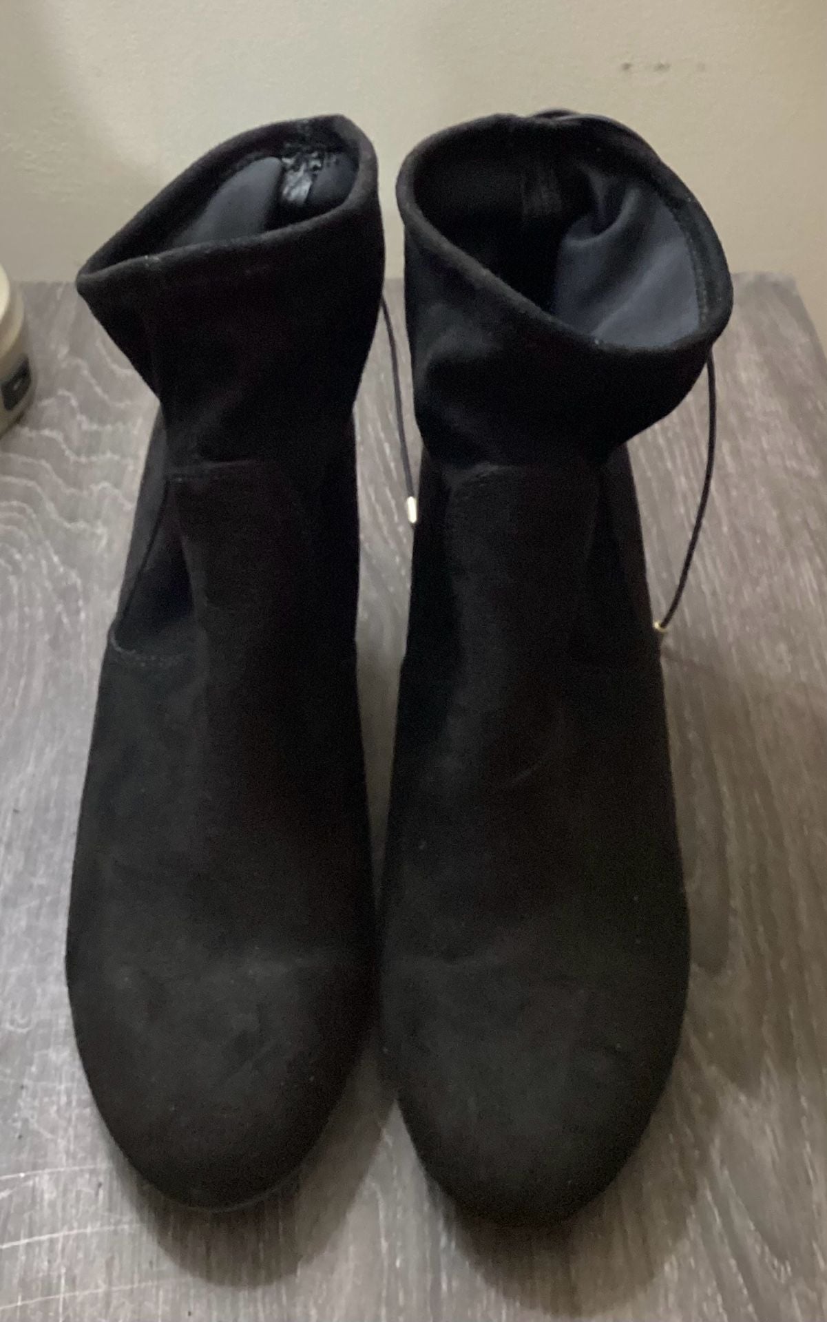 Candie's Ankle Boots Size 10 Black Faux Suede Block Heel Booties 2