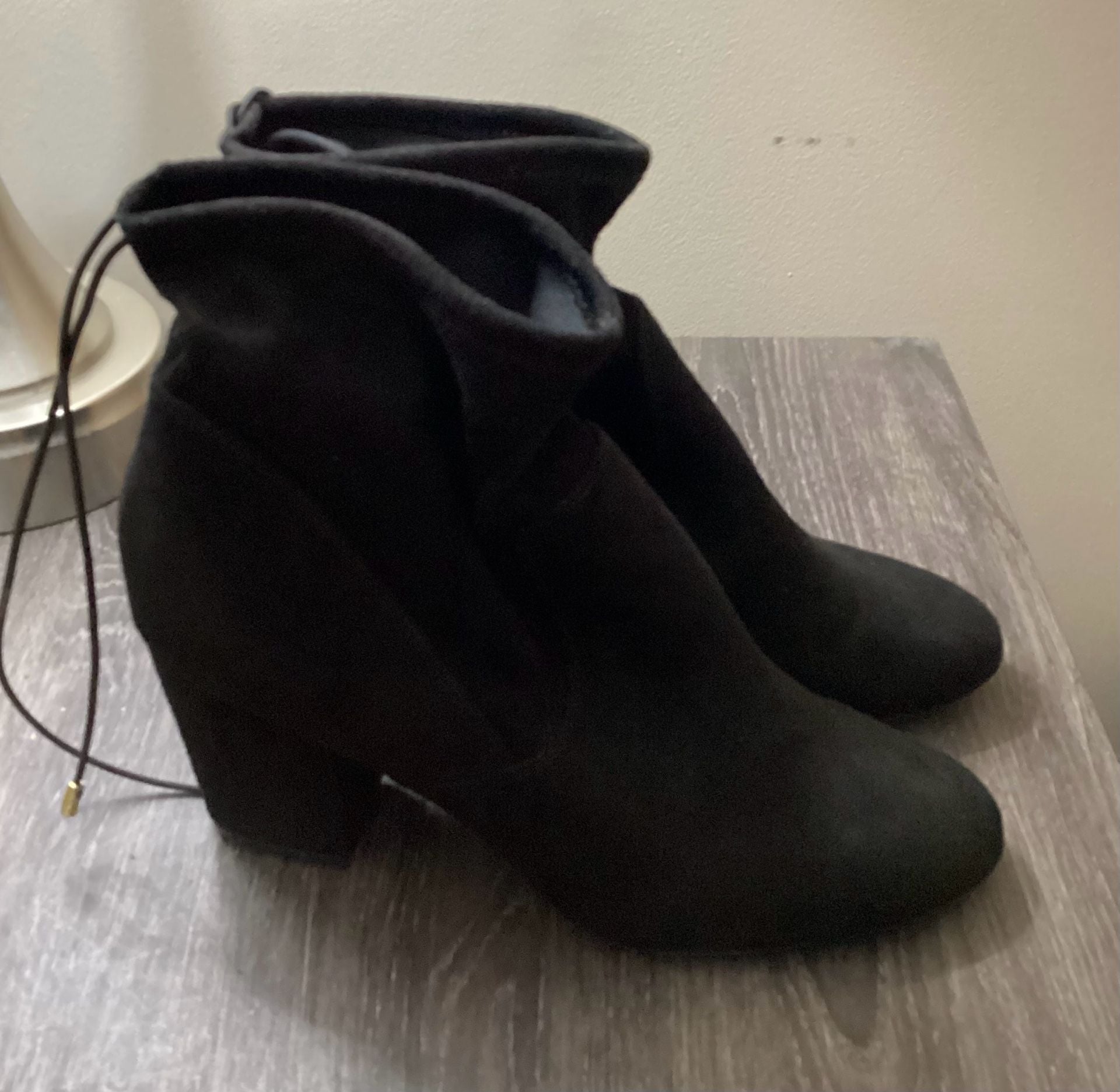 Candie's Ankle Boots Size 10 Black Faux Suede Block Heel Booties 4