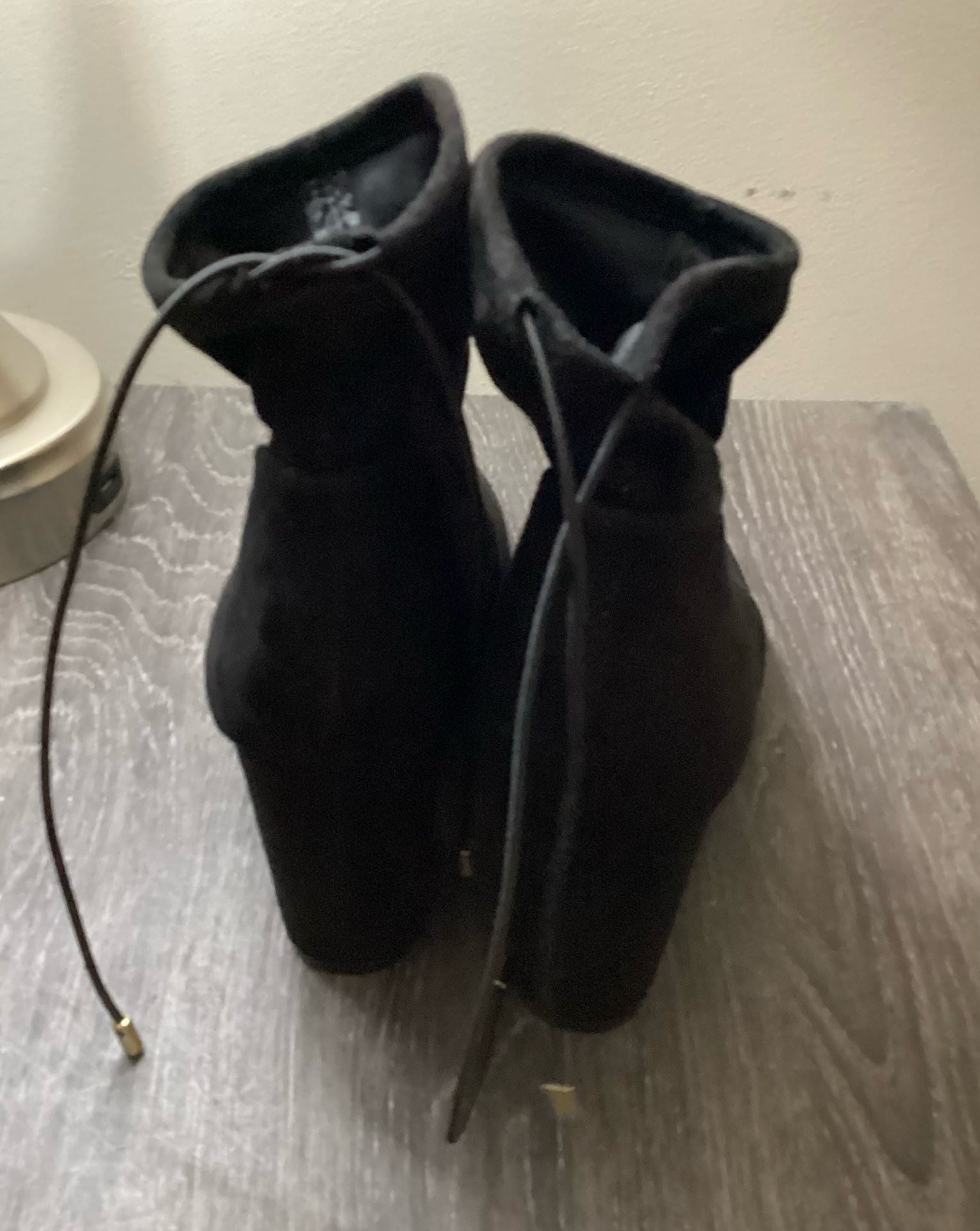Candie's Ankle Boots Size 10 Black Faux Suede Block Heel Booties 5