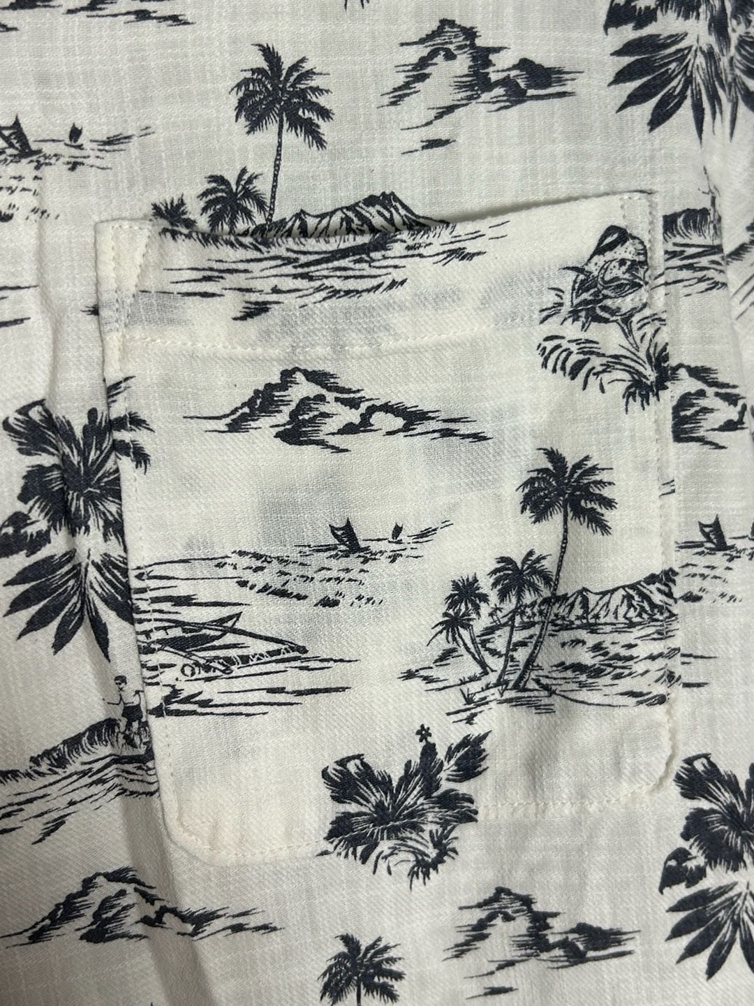 Jeremiah Caddo Camp Shirt Size M White Black Tropical Print Short Sleeve 7