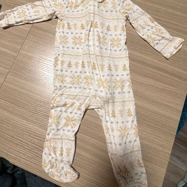 Carter's Bamboo 6-9M White Floral Snowflake Christmas Footie Pajamas