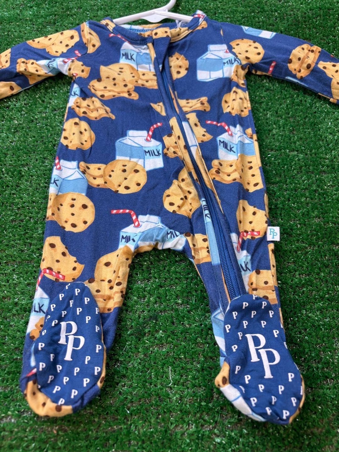 Posh Peanut Milk And Cookies Footie Pajama PM Premature Blue 2