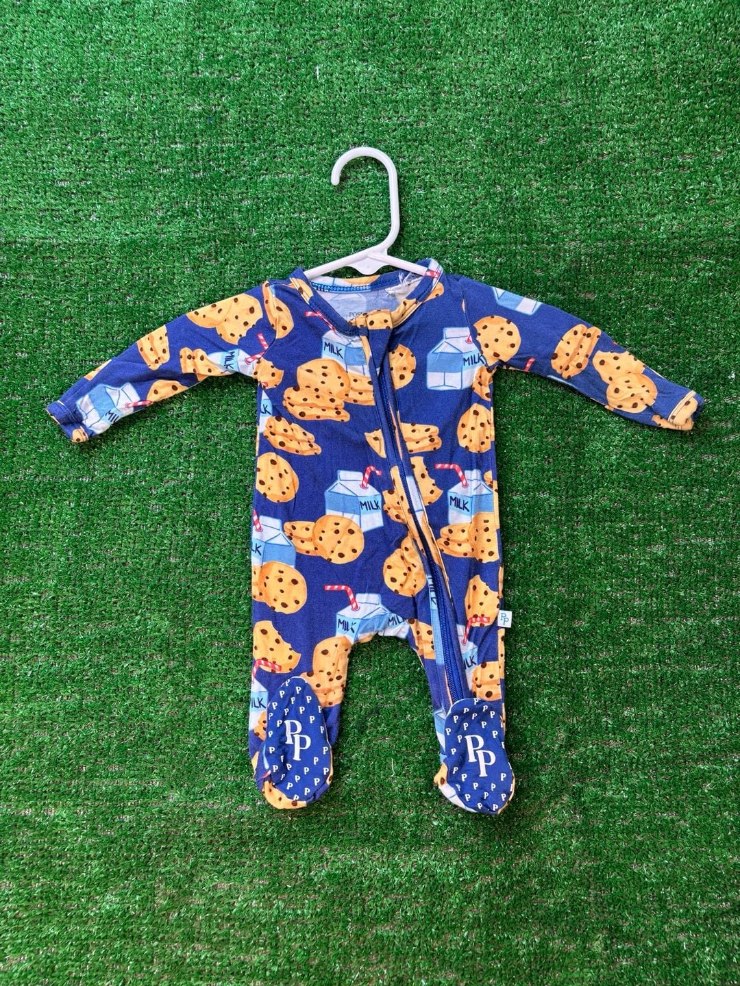 Posh Peanut Milk And Cookies Footie Pajama PM Premature Blue 3