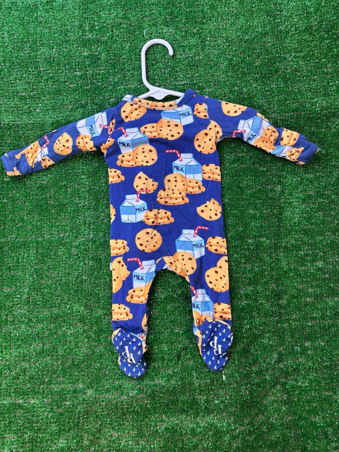 Posh Peanut Milk And Cookies Footie Pajama PM Premature Blue 4