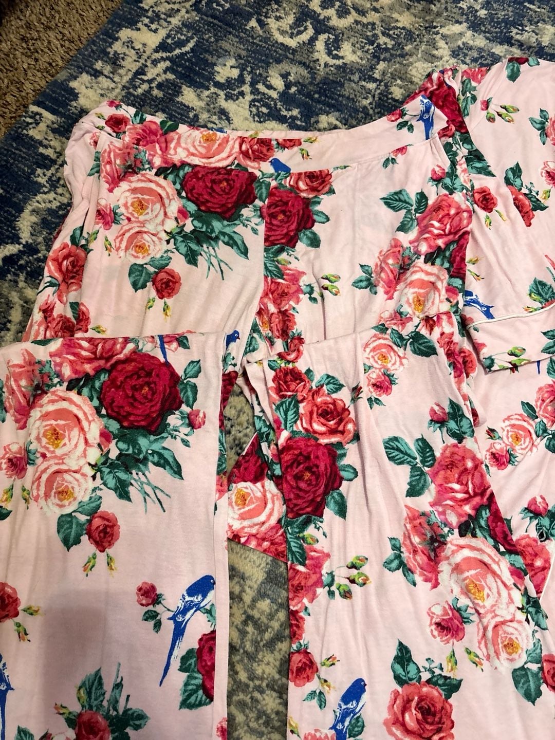 Super Cute SOMA Floral Bird Pajama Set Size Medium Pink 3