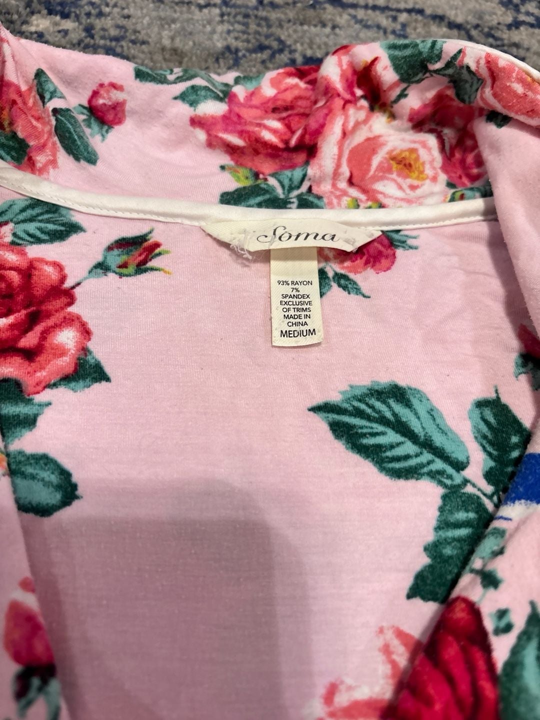 Super Cute SOMA Floral Bird Pajama Set Size Medium Pink 4