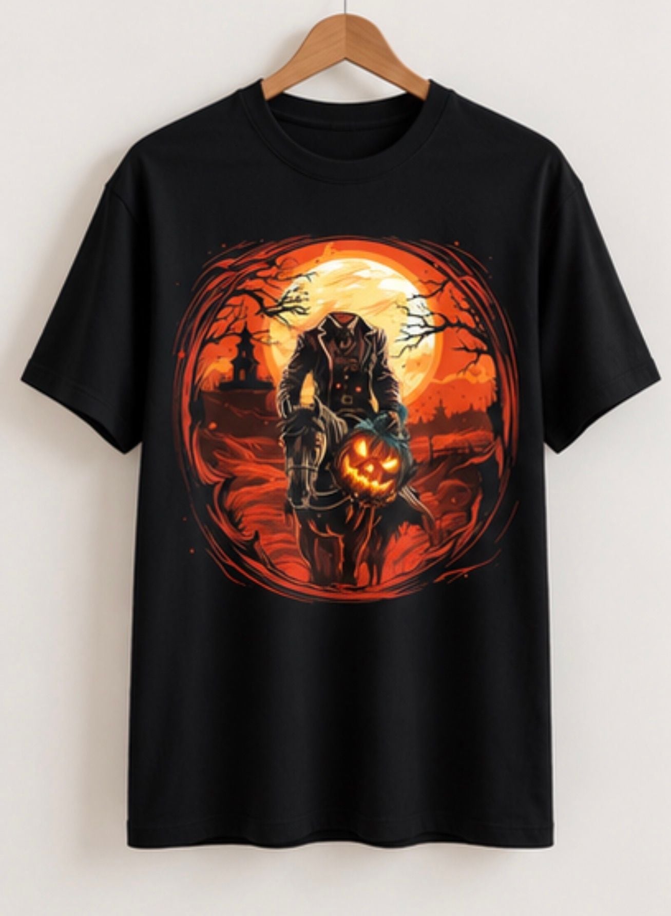 UnisexHeadless Horseman Halloween Graphic T-Shirt Size L Black 2