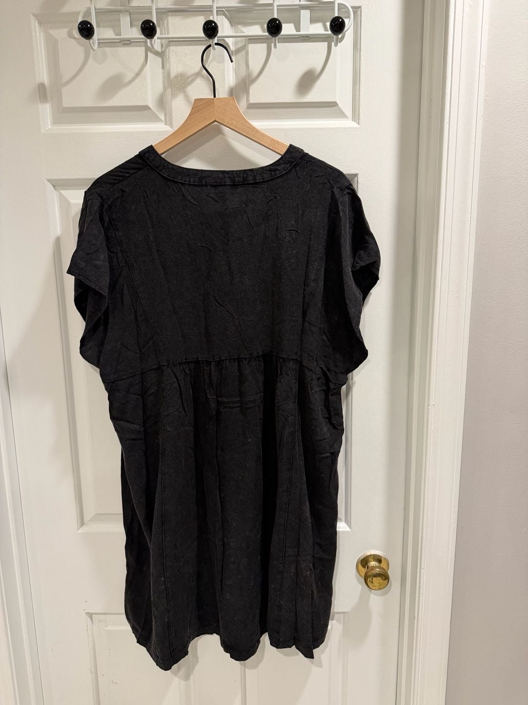 NWT Umgee Button Pleat Dress Sz XL Black Acid Wash Short Sleeve 3