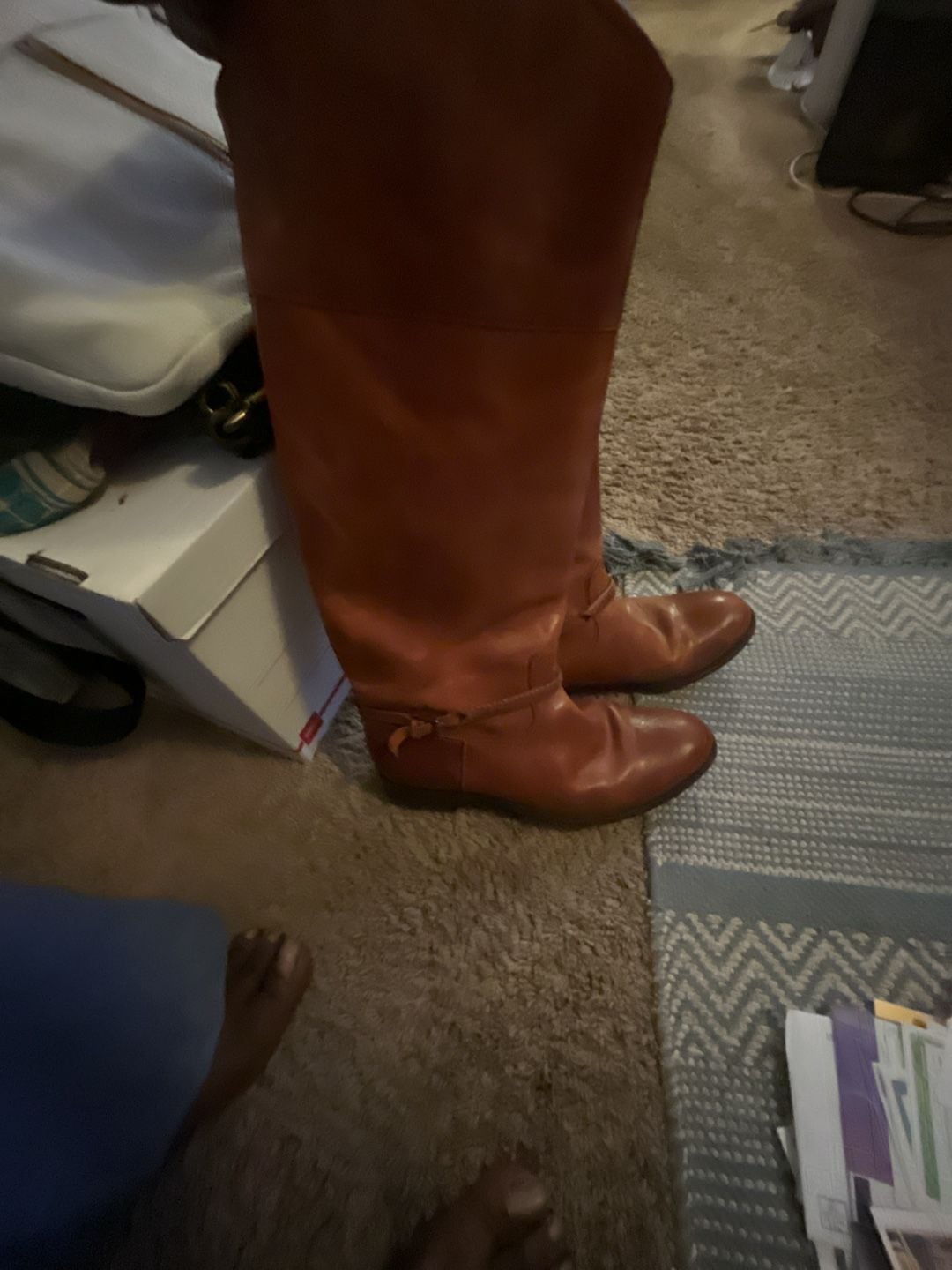 Frye Riding Boots Brown Leather Tall Round Toe 2