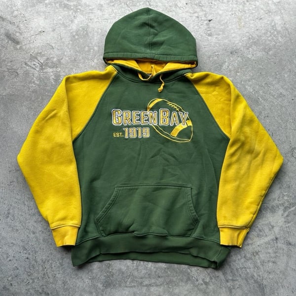 Cgogxn Green Bay Packers Hoodie Size L Green Yellow Football Sweatshirt