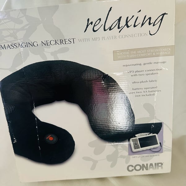 Conair Massaging Neckrest with MP3 Player Connection Black