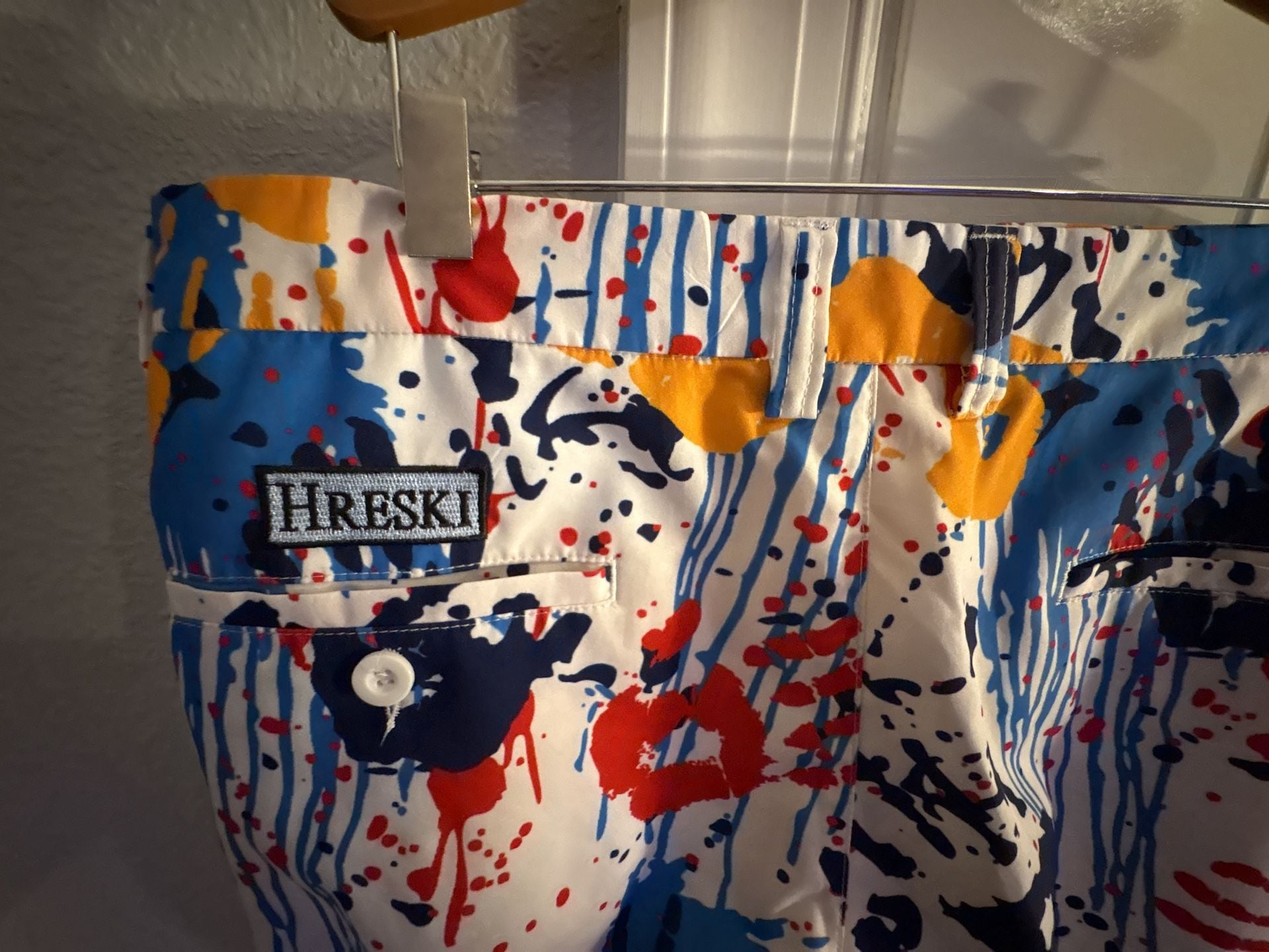 Hreski Hands Golf Shorts Size 38” WaistMulti Paint Print 3