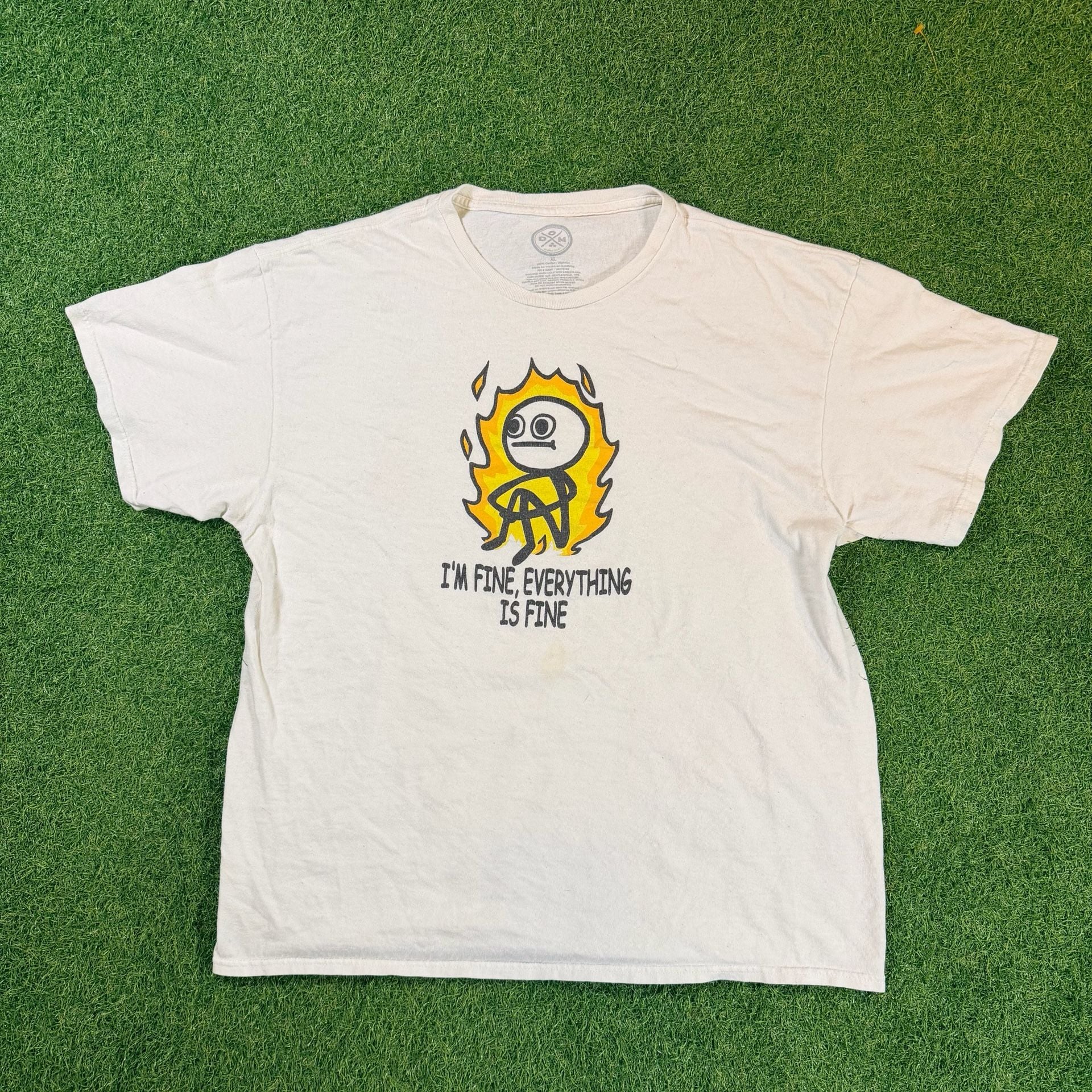 DOM I'm Fine Everything Is Fine Graphic T-Shirt XL White Short Sleeve Tee 7