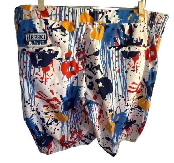 Hreski Hands Golf Shorts Size 38” WaistMulti Paint Print 2