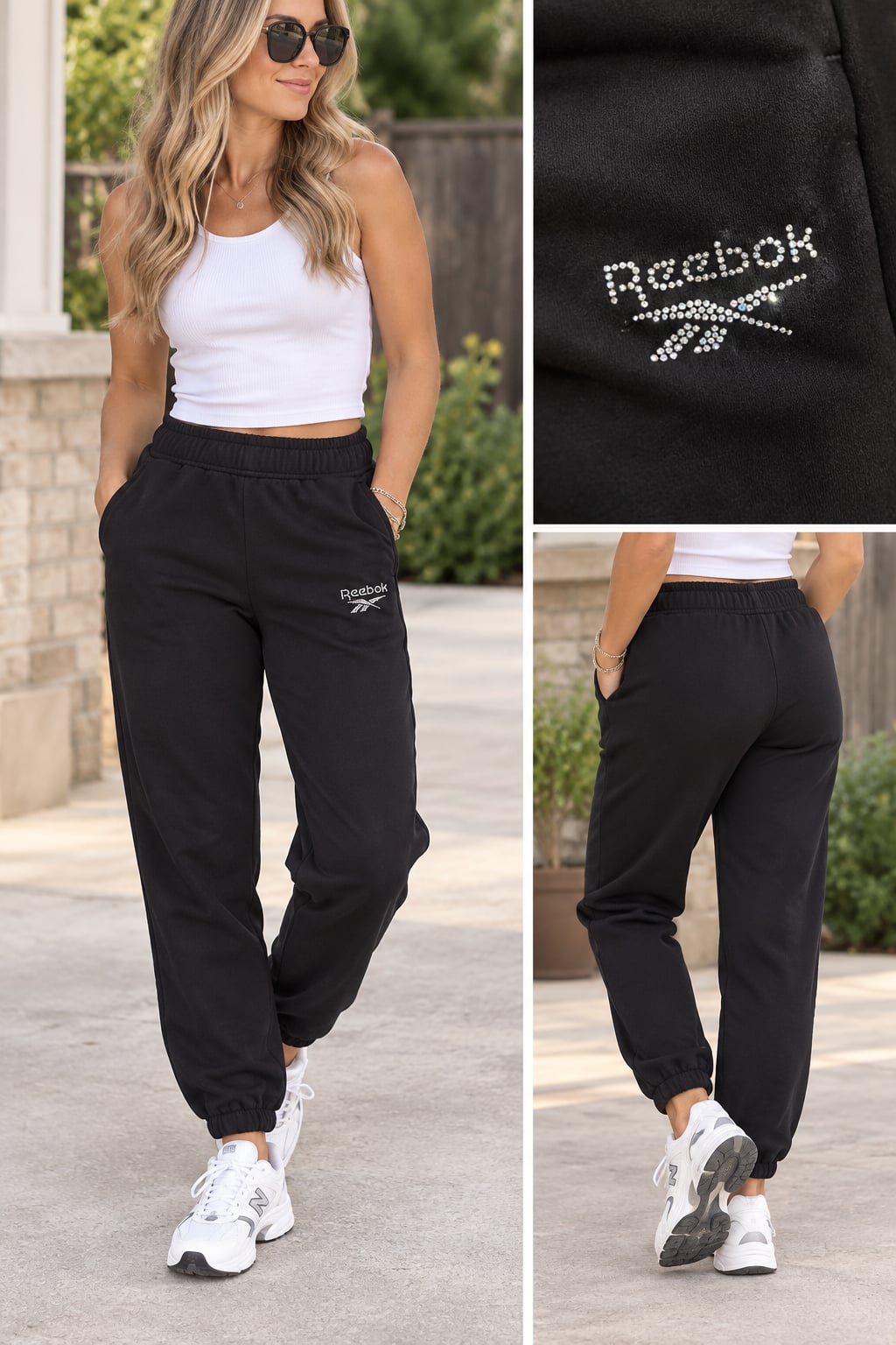 Reebok Cuffed Sweatpants Size M Black 2