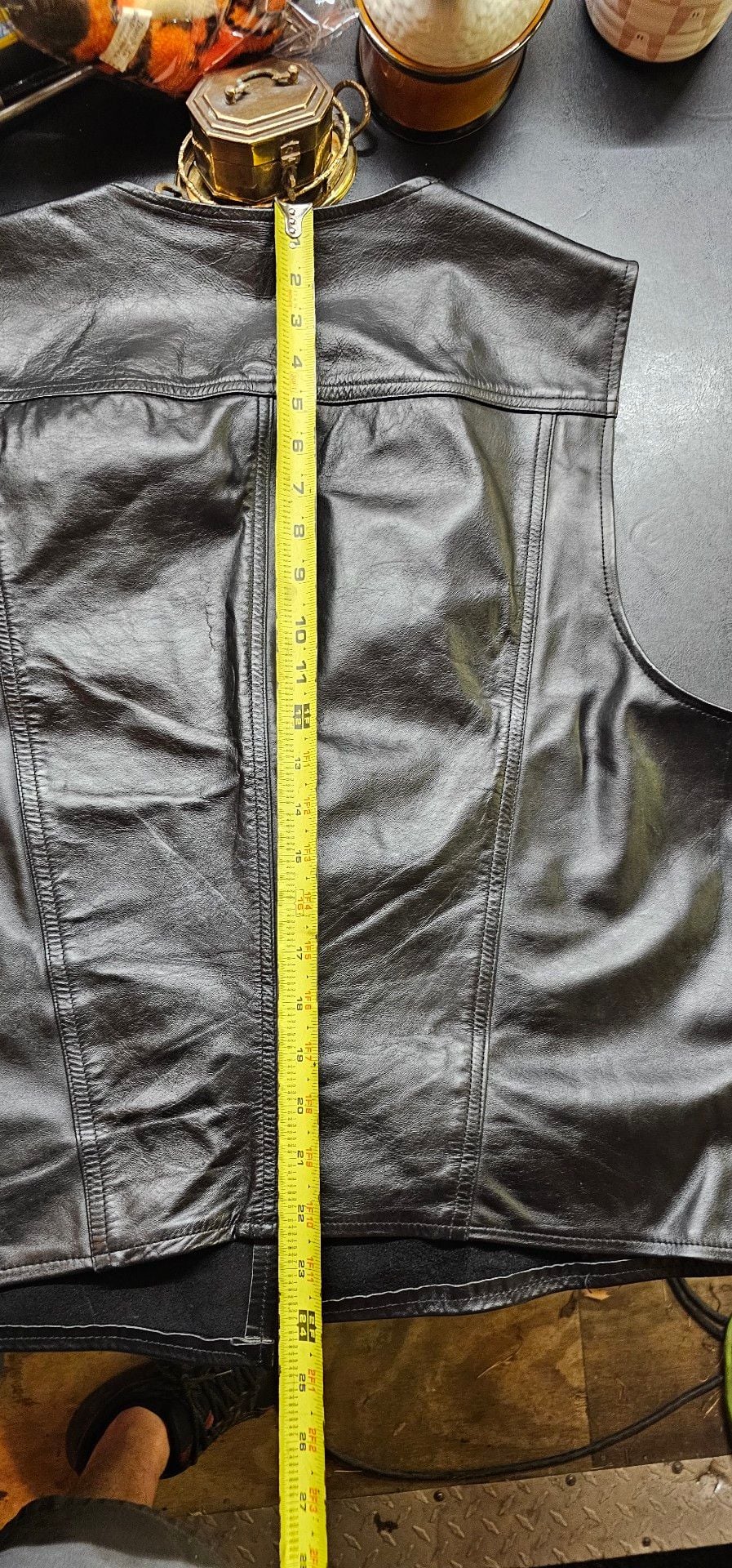 Vintage Rubio Leather New York Black Leather Vest Western Yoke Custom Sz 46 48 8