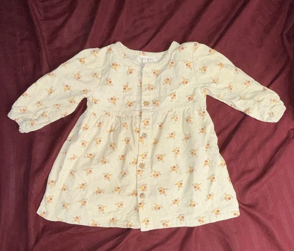 Rabbit + Bear Organic Floral Corduroy Dress 6-9M 2