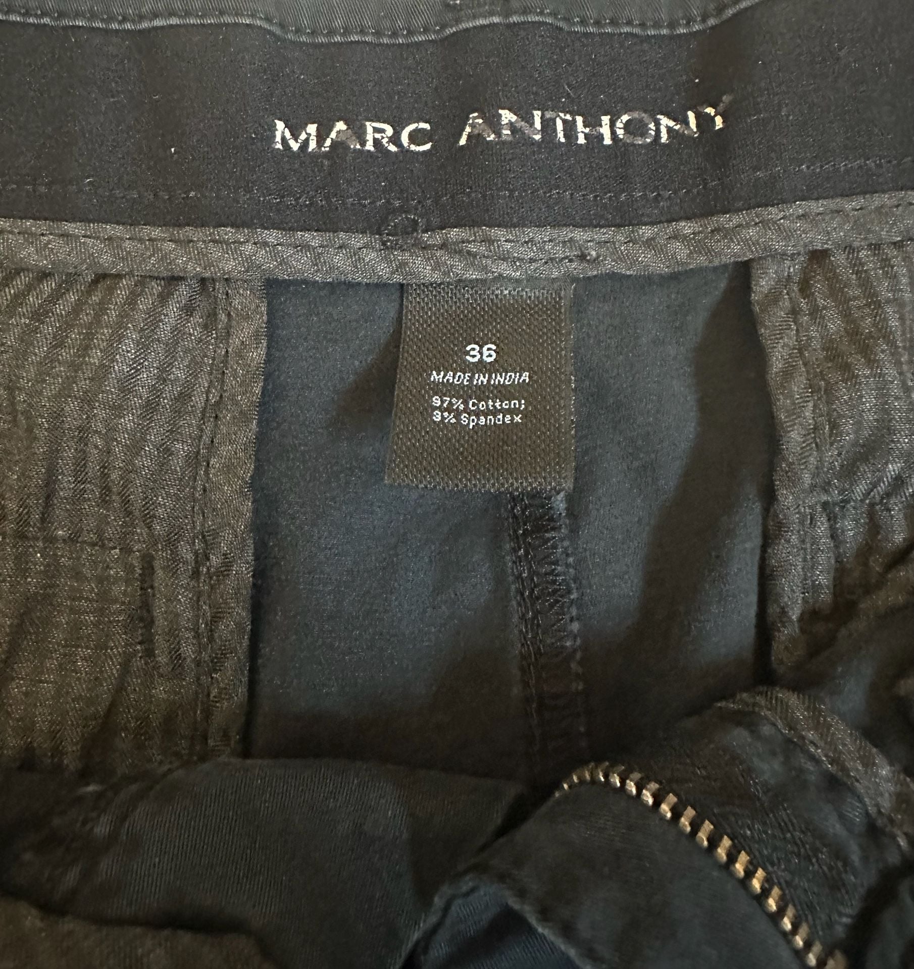 Marc Anthony Black Chino Shorts Size 36 Slim Fit Stretch Cotton Spandex 1