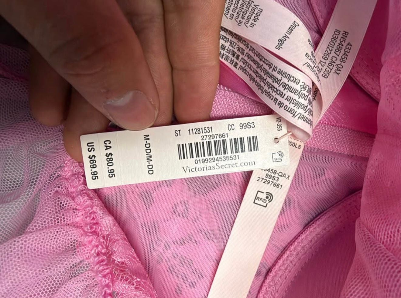 Victoria's Secret Dream Angels Bra Top M-DD Pink Lace 3