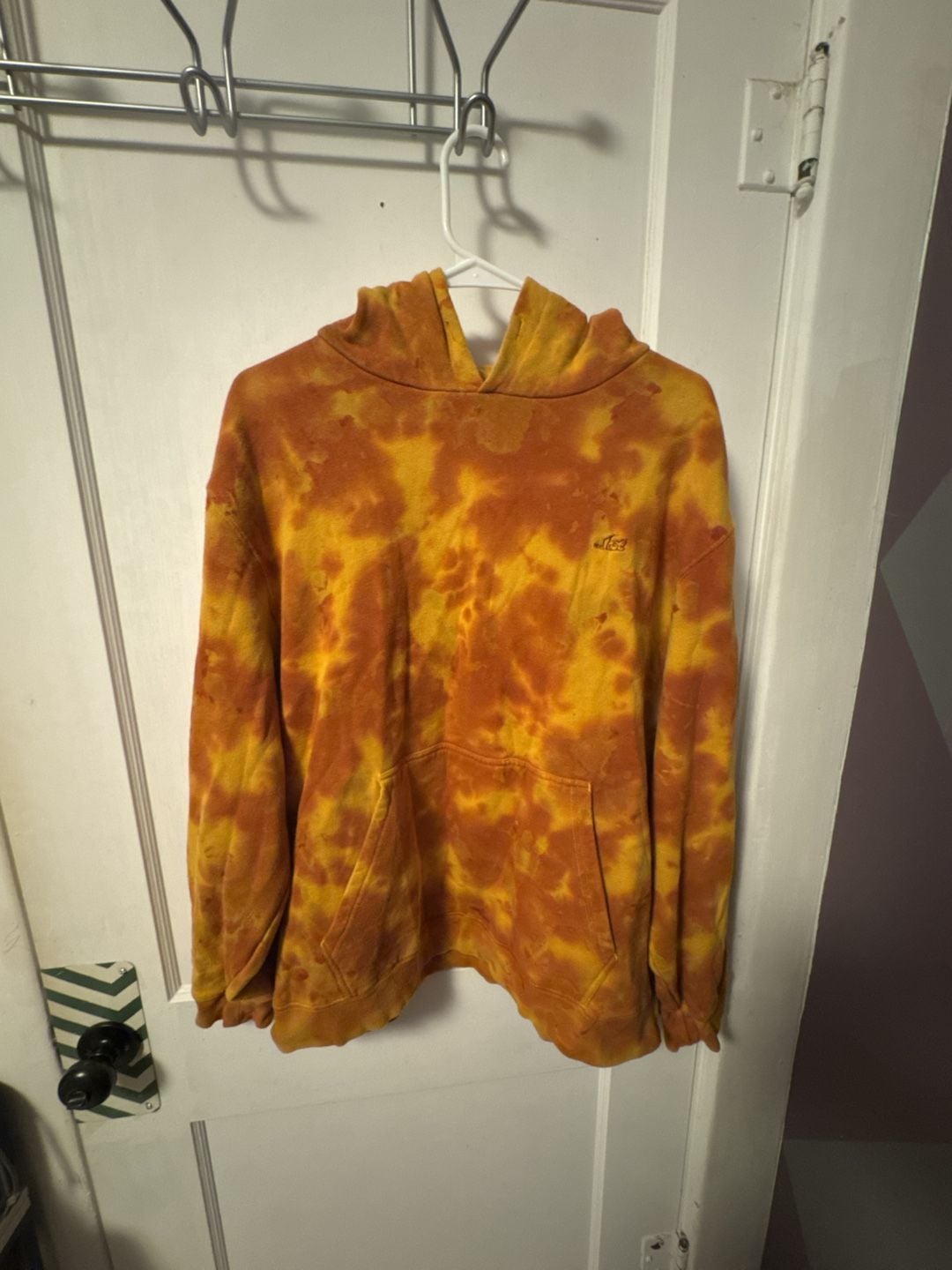 ...lost Tie Dye Hoodie Size L Orange Yellow Fleece Pullover Sweatshirt 2