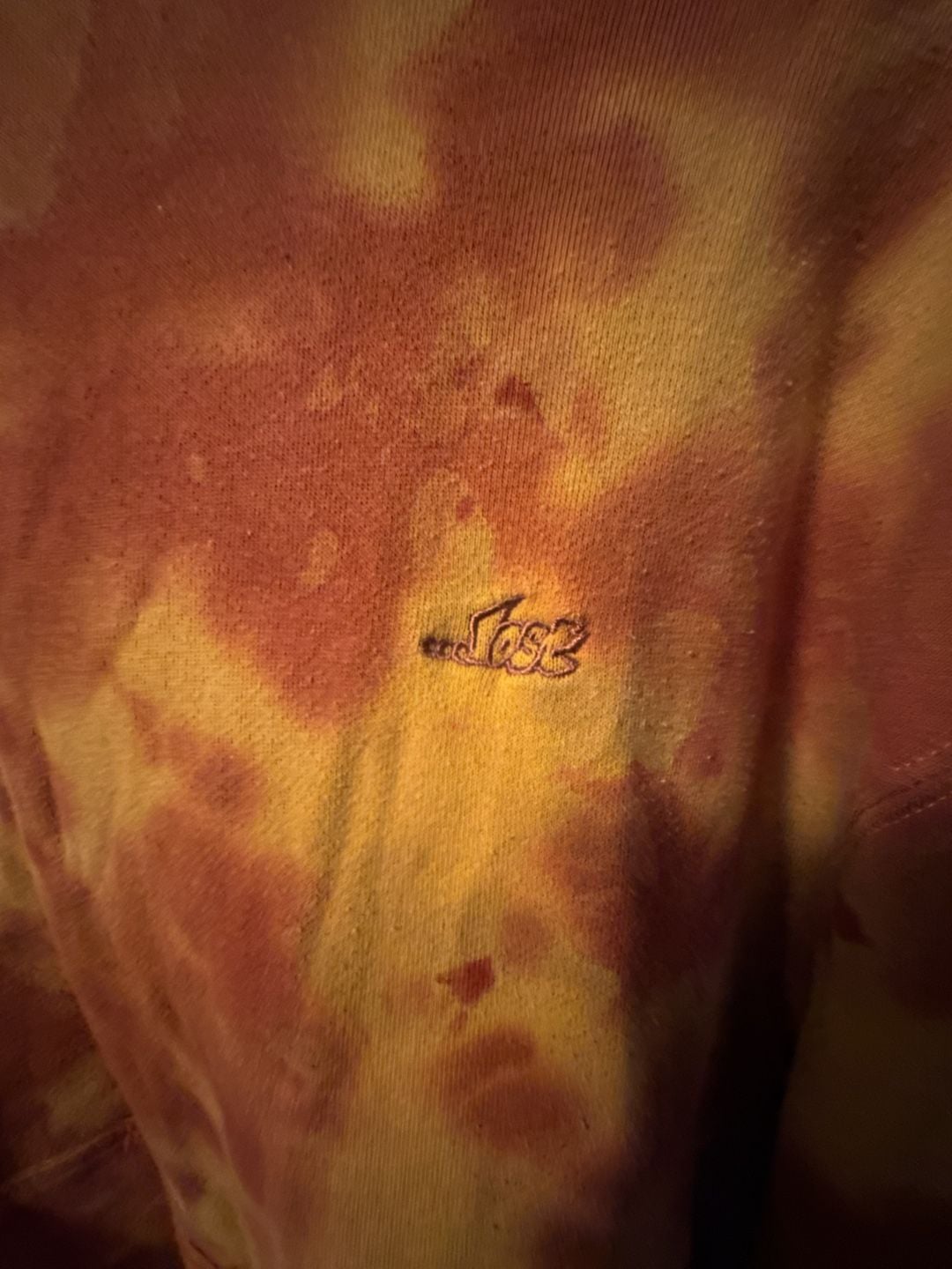 ...lost Tie Dye Hoodie Size L Orange Yellow Fleece Pullover Sweatshirt 3