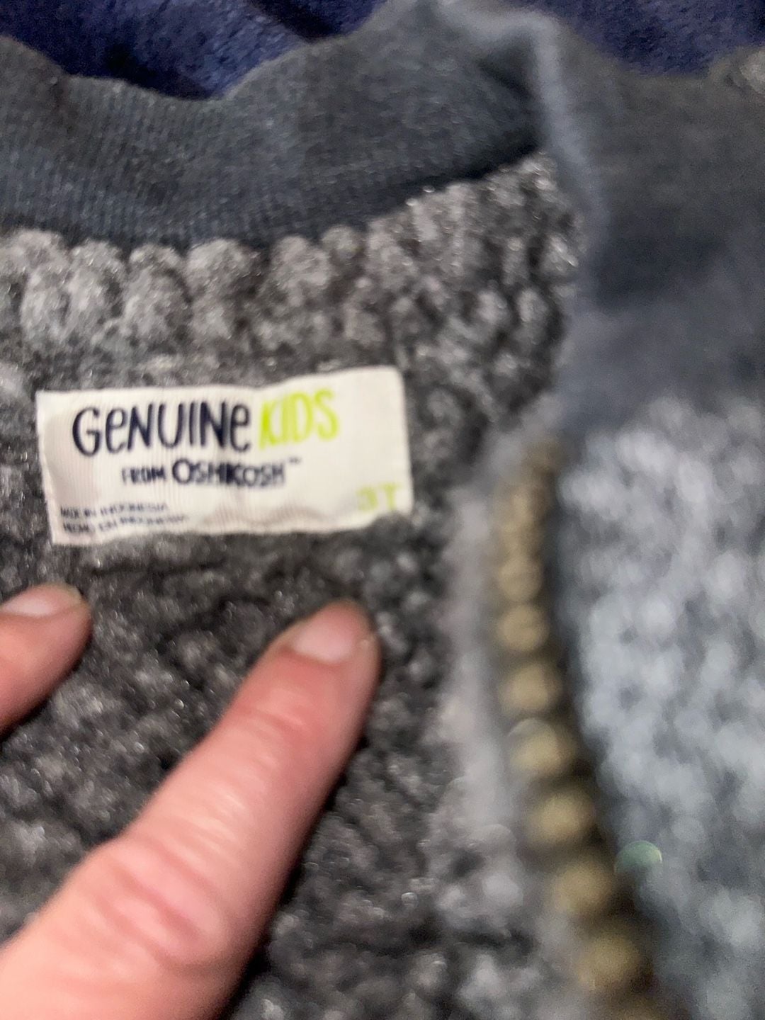 Genuine Kids from OshKosh Vest Size 3T Gray Herringbone Sherpa Lined 3