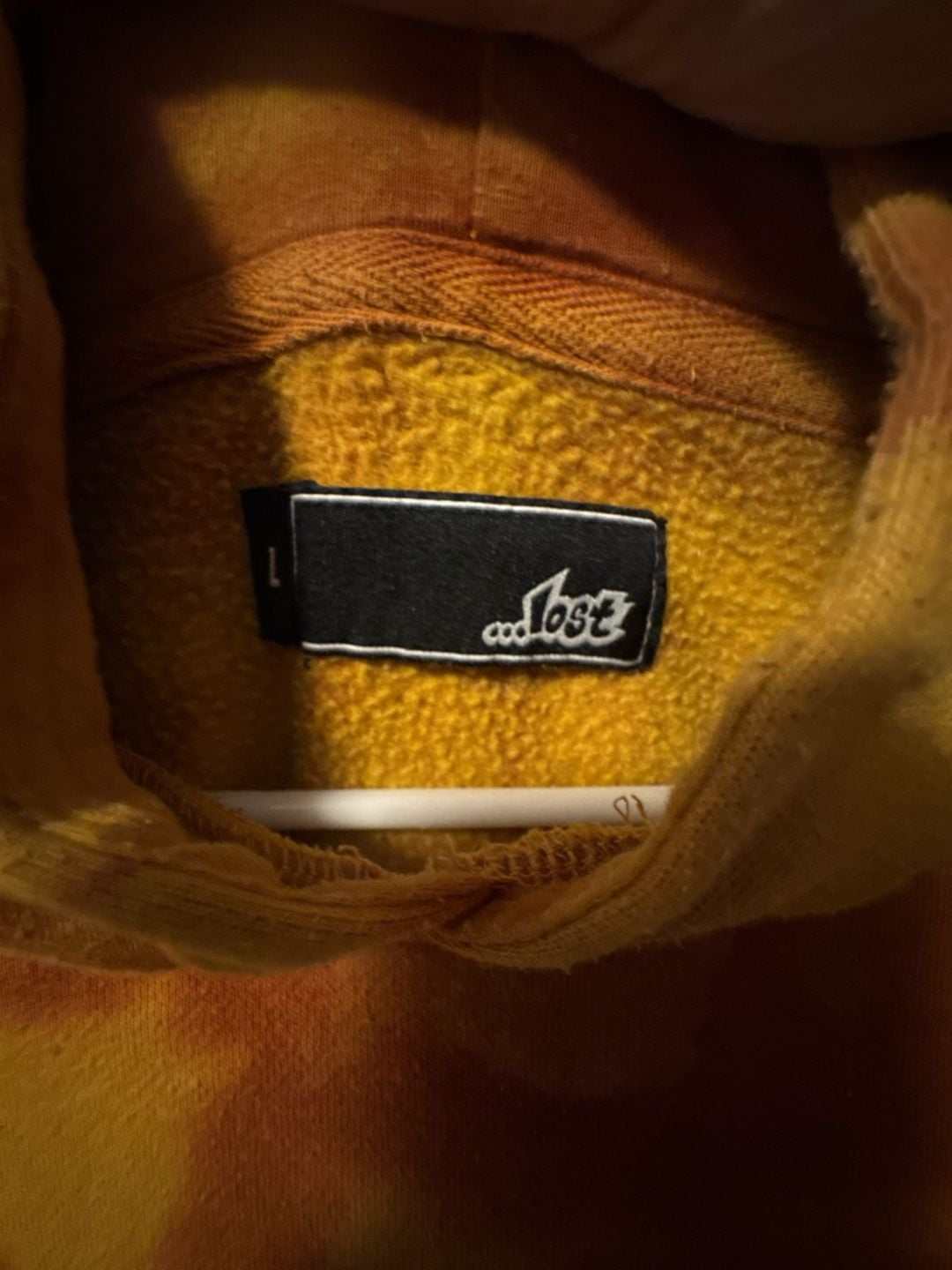...lost Tie Dye Hoodie Size L Orange Yellow Fleece Pullover Sweatshirt 4