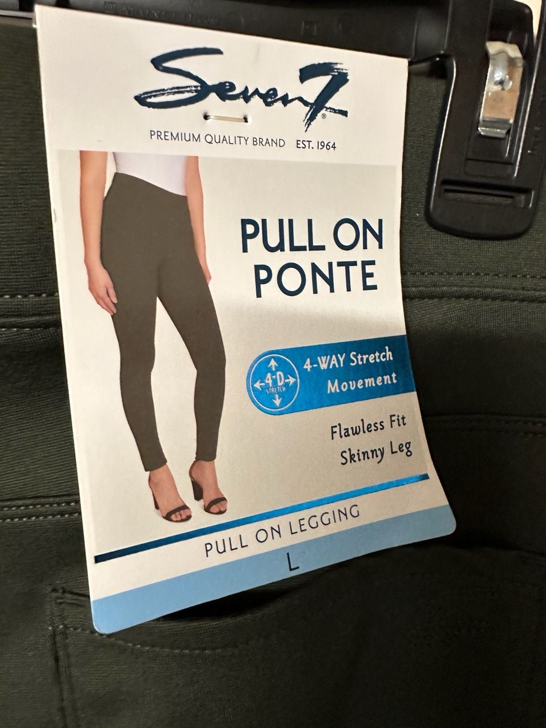 Seven7 Pull On Ponte Legging Size L Green Skinny Leg 2
