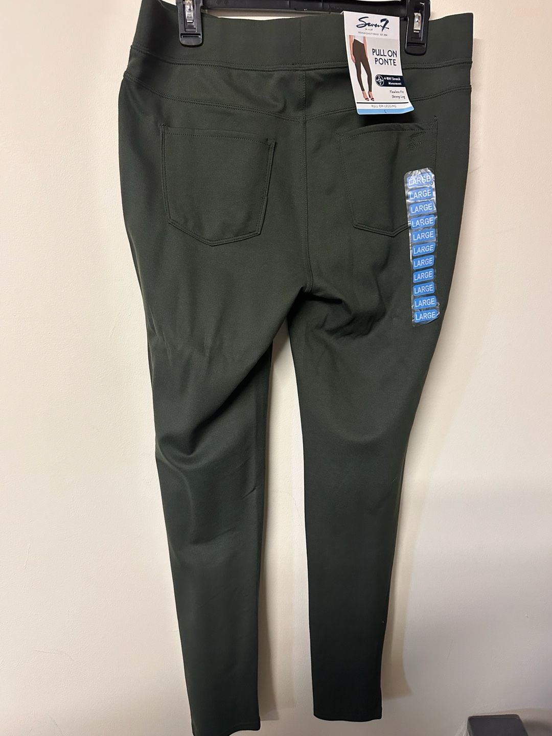 Seven7 Pull On Ponte Legging Size L Green Skinny Leg 3