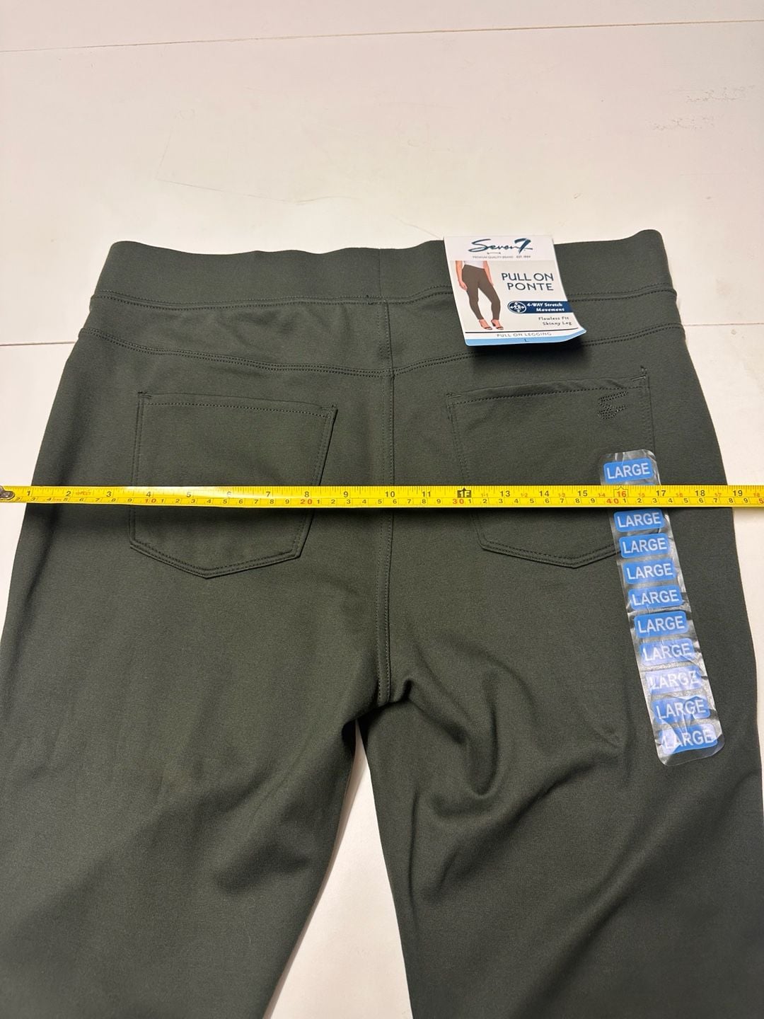 Seven7 Pull On Ponte Legging Size L Green Skinny Leg 11