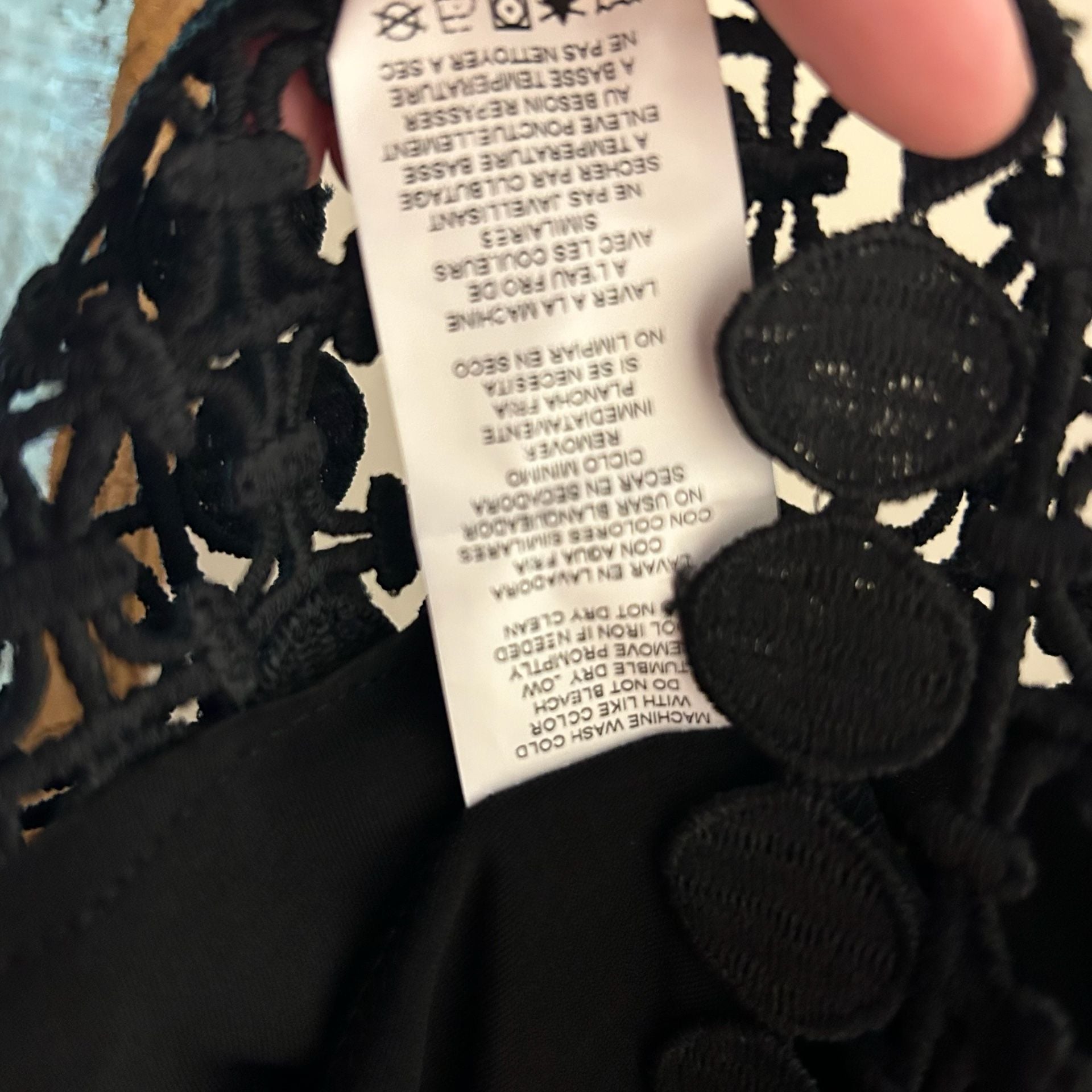 Tahari Shift Dress Size 1X Black Sleeveless Lace Trim 8