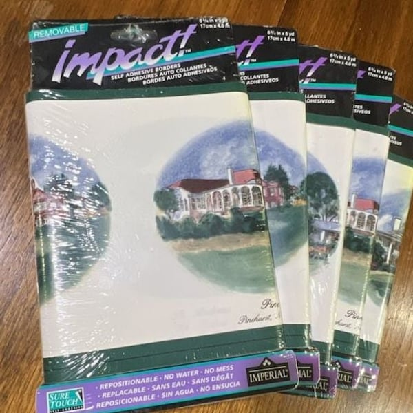 Lot of 5 Imperial Impact Self Adhesive Wallpaper Border Golf Courses
