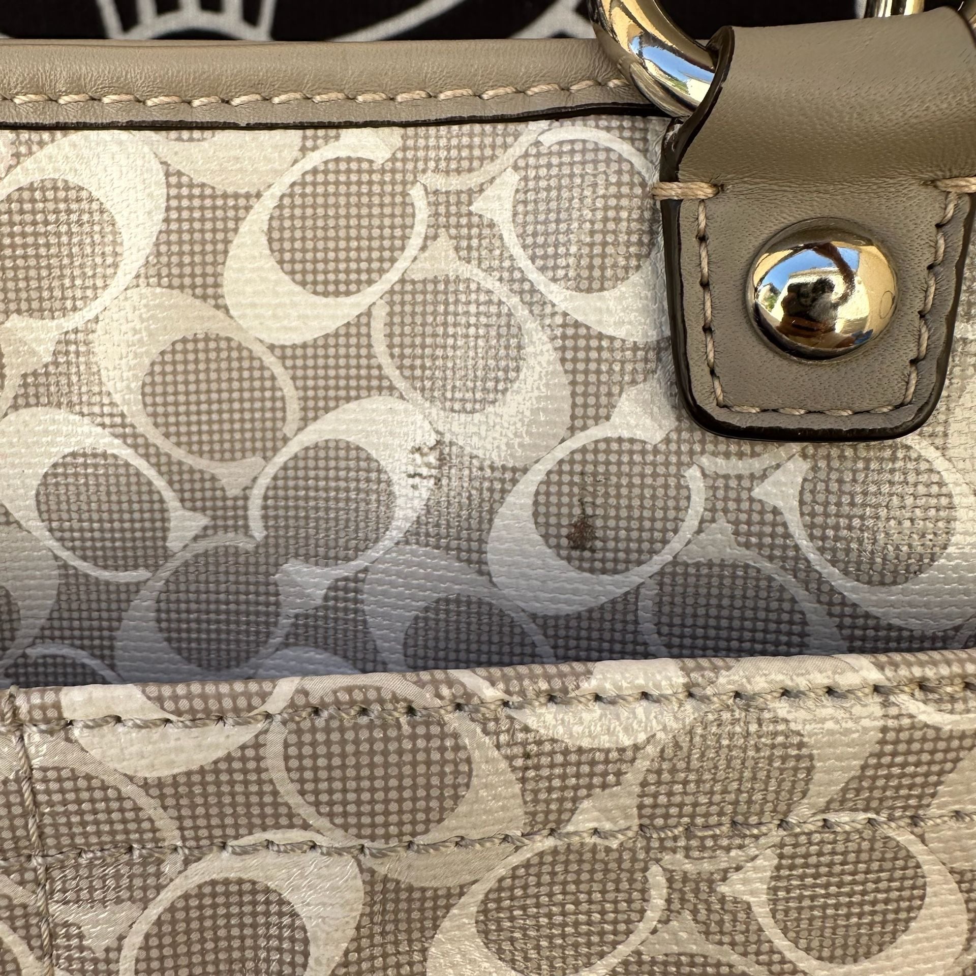 Coach Signature Coated Canvas Gallery Tote Bag Grey Beige 9