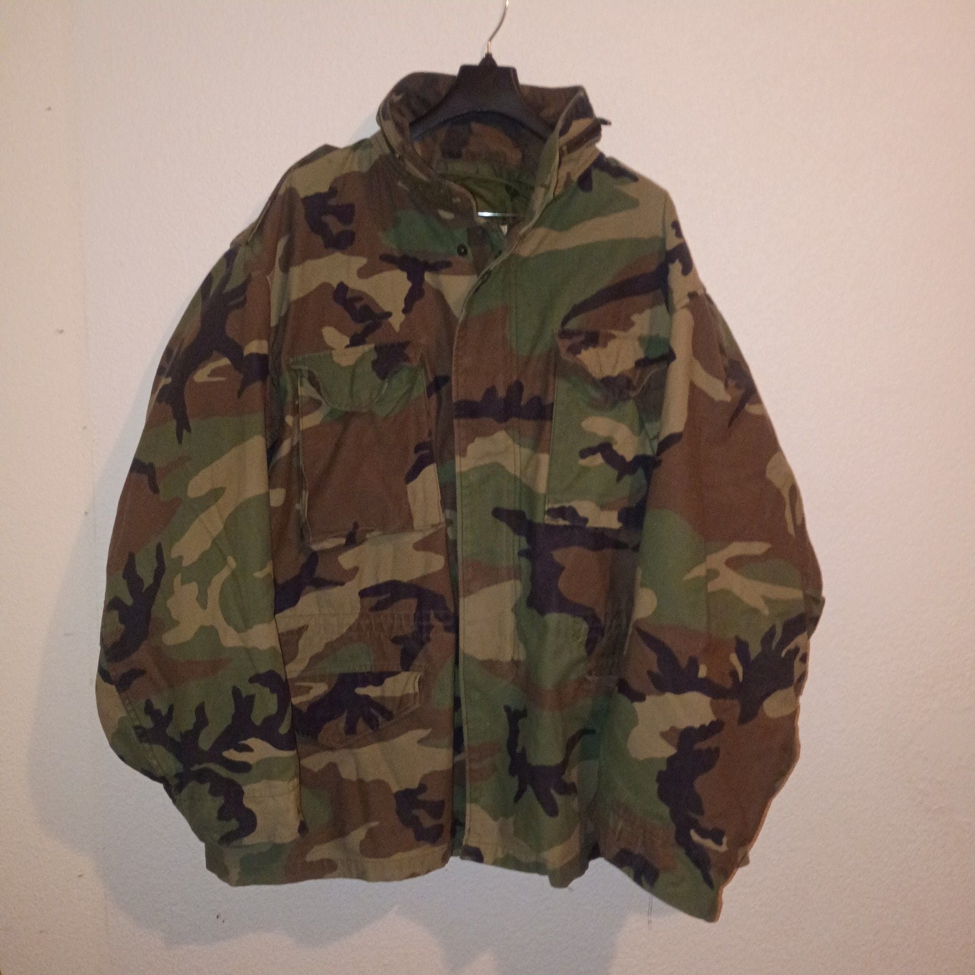 American Apparel Woodland Camo Field Jacket Green Brown Cotton Blend 2