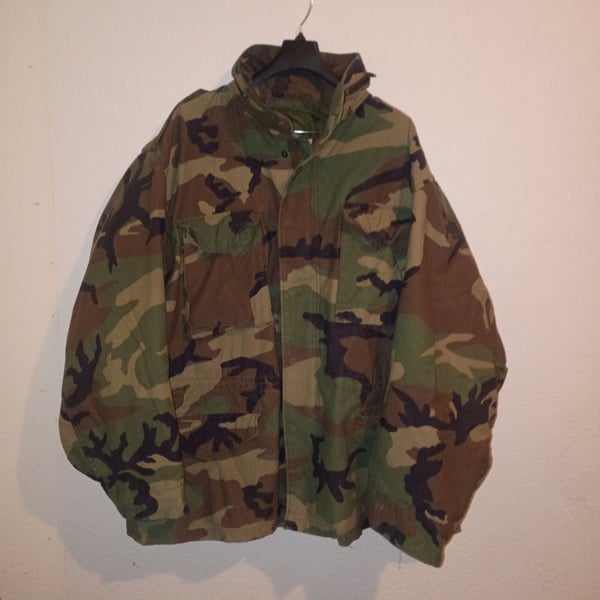 American Apparel Woodland Camo Field Jacket Green Brown Cotton Blend