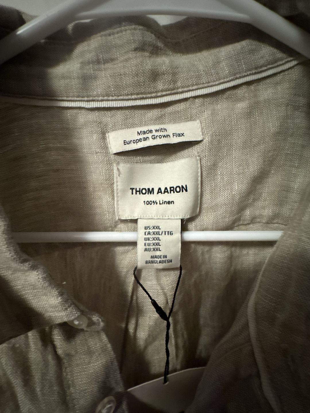 Thom Aaron Linen Button Down Shirt Size XXL Tan Short Sleeve 3