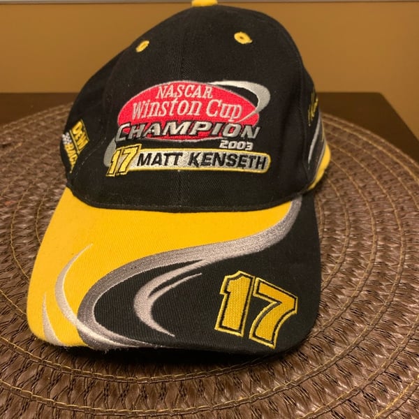 2003 Matt Kenseth Roush Racing 17 Hat Cap Yellow NASCAR Winston Cup Champion