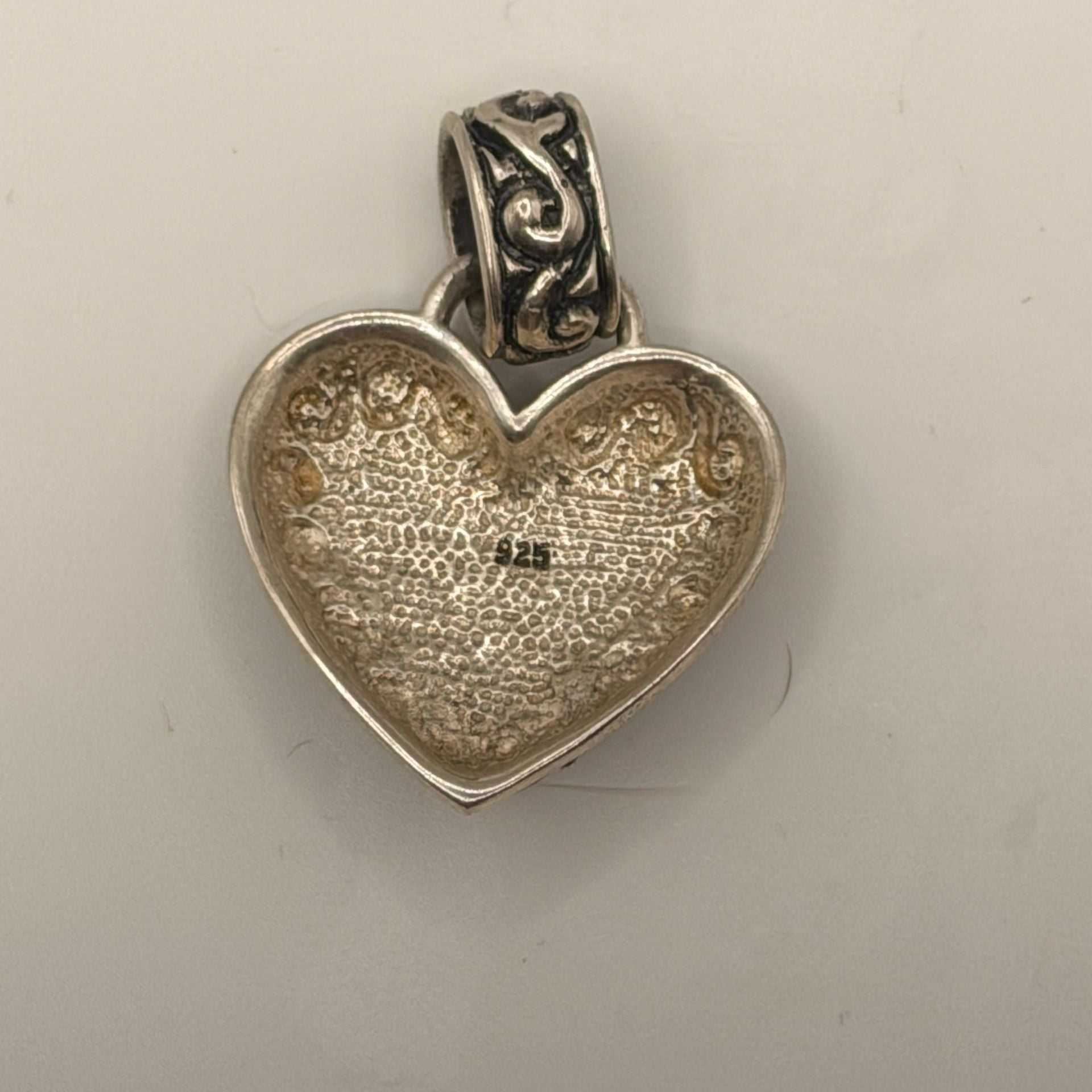 Vintage Sterling Silver Red Heart Pendant 925 3
