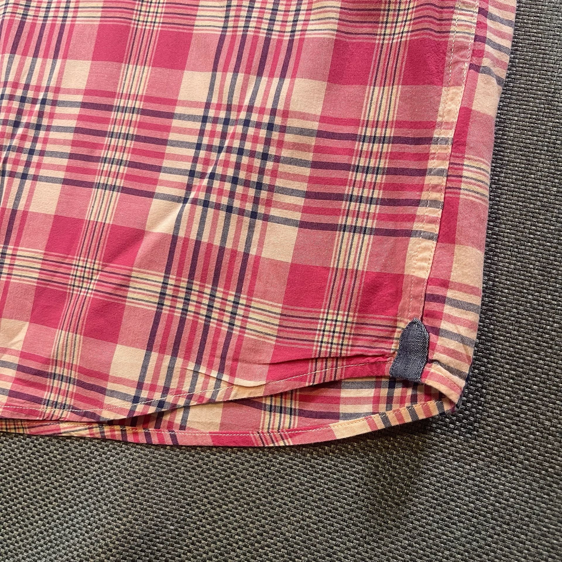 Lands' End Plaid Short Sleeve Button-Down Shirt Size L Traditional Fit 8