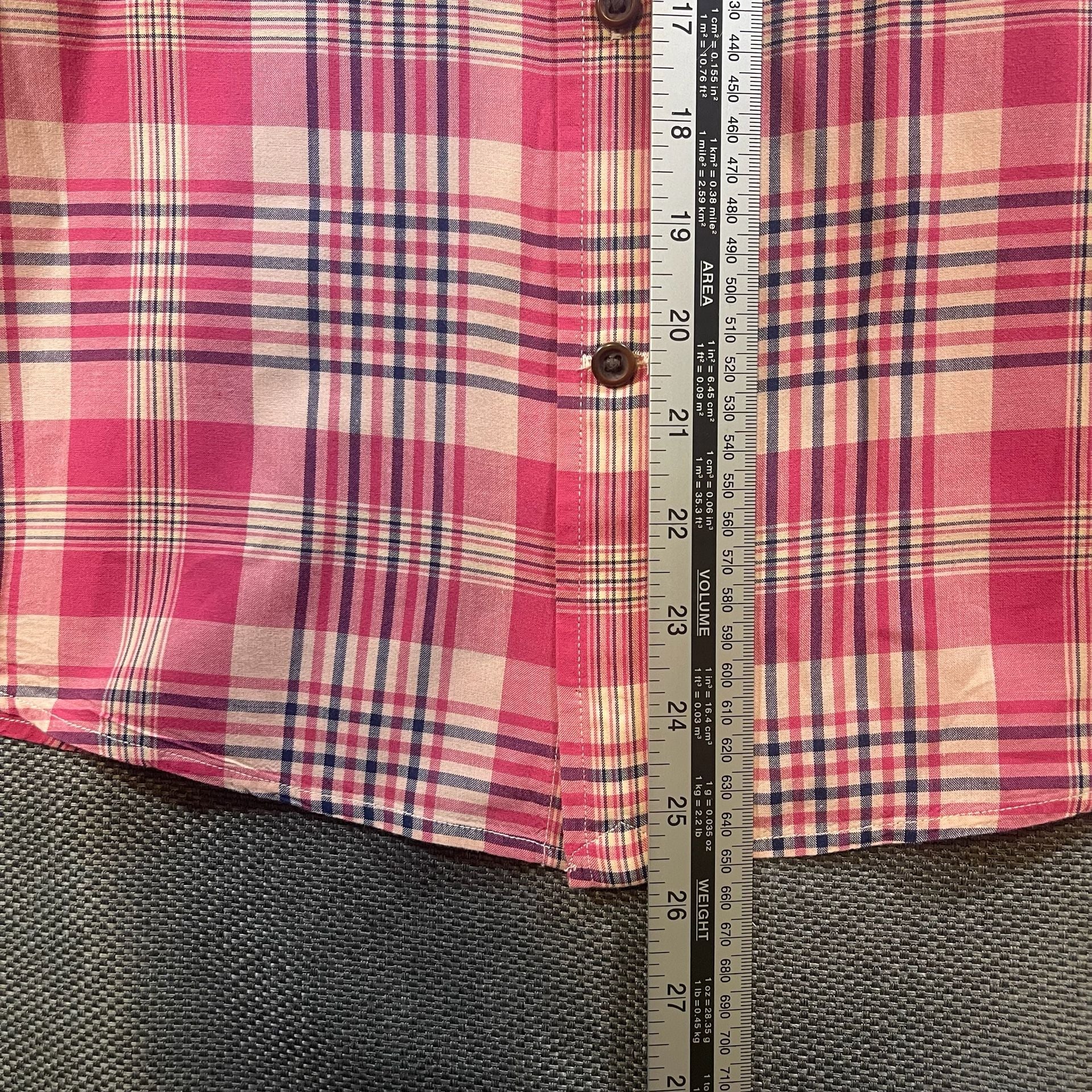 Lands' End Plaid Short Sleeve Button-Down Shirt Size L Traditional Fit 12