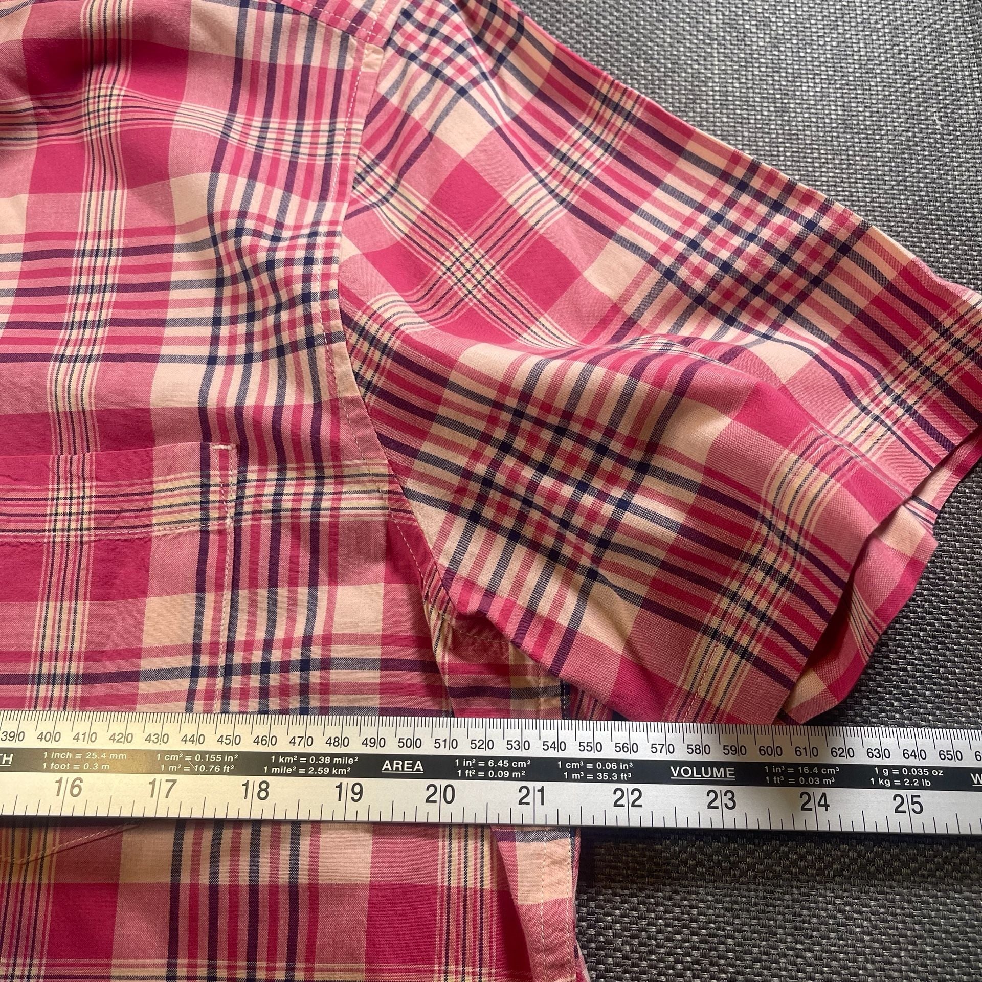 Lands' End Plaid Short Sleeve Button-Down Shirt Size L Traditional Fit 13